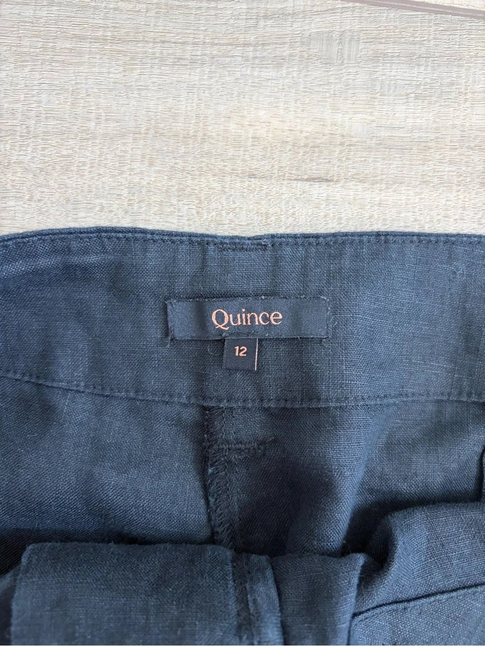 Quince 100% European Linen Patch Pocket Wide Leg Pants Black 12